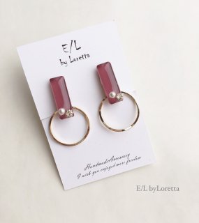 Color bijou stick hoop pierce/earring(Dark Pink)