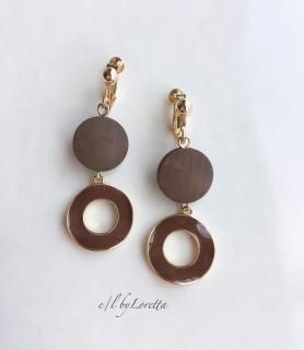 Color wood  hoop pierce/earring(Brown)