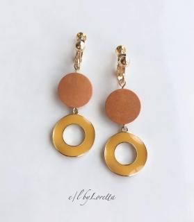 Color wood  hoop pierce/earring(Orange)