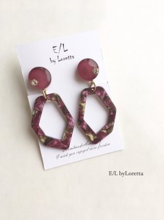 Marble KAKERA hoop pierce/earring(Dark Pink)