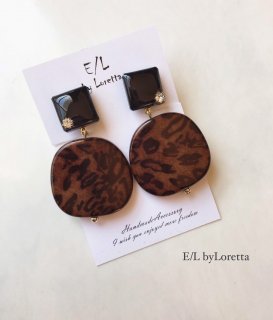 Color circle leopard pierce/earring(Black)