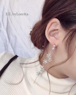 Crystal flower chain pierce/earring(Silver)
