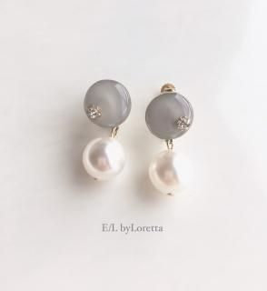 Mini circle color pearl pierce/earring(Beige)