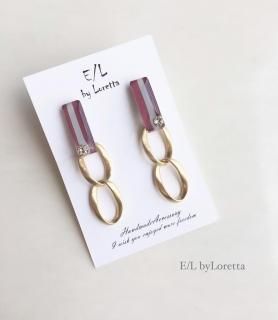 Stick color line W ring pierce/earring(Pink)