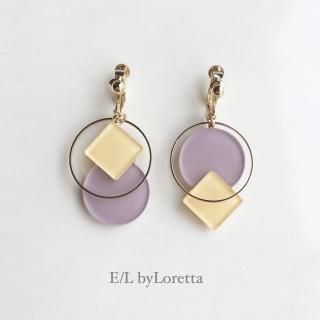 Square  circle color pallet pierce/earring(YellowLavender)