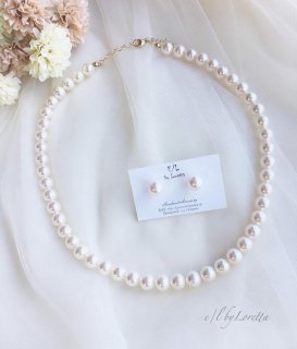 Crystal pearl Necklace & pierce/earring SET