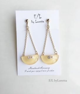 Chain half circle bijou pierce/earring(Yellow)