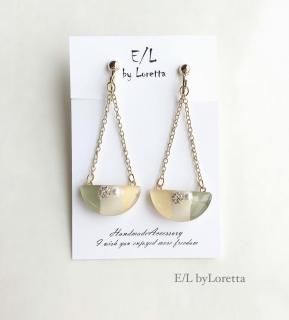 3Color Chain half circle bijou pierce/earring(Olive)