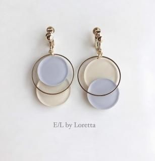 Asymmetry color pallet pierce/earring(Light gray  Ivory)