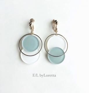 Asymmetry color pallet pierce/earring(Mint  White)