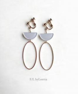 Color half circle oval hoop pierce/earring(Ice Gray)