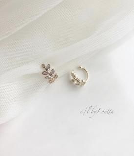 Crystal leaf ear cuff