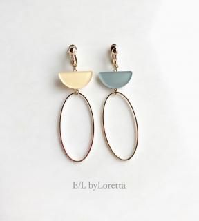 Color half circle oval hoop pierce/earring(YellowGreen)