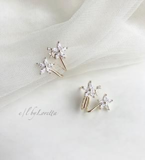 Crystal flower ear cuff pierce