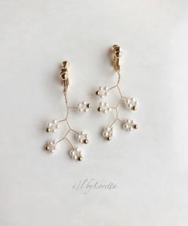 Pearl  metal branch pierce/earring
