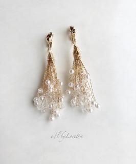 Pearl  crystal tassel pierce/earring
