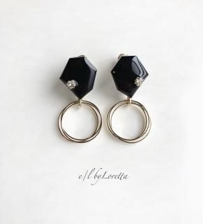 KAKERA triple hoop pierce/earring(Black)