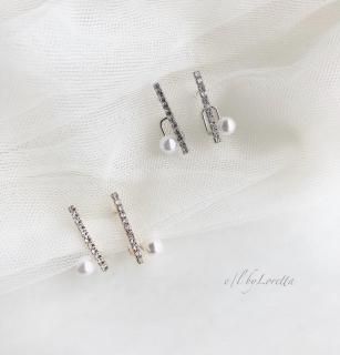 (2)Crystal stick  pearl pierce ear cuff
