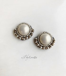 Pearl  beads stitch pierce/earring