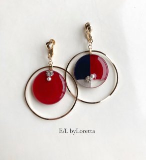 3color big hoop pierce/earring(Red)