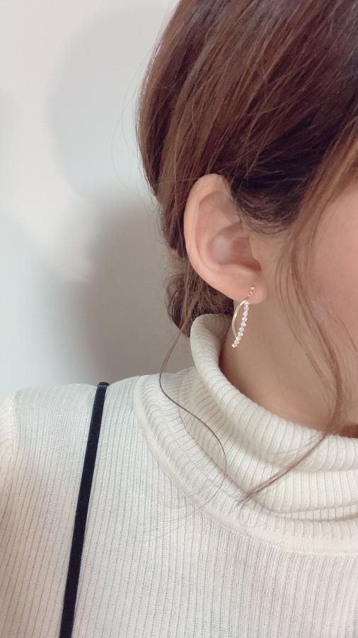 K10 CZ × metal stick pierce/earring - E/L by Loretta