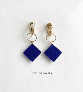 Color square hoop pierce/earring(Blue)