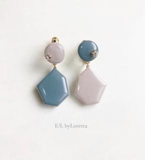 Color Asymmetry KAKERA pierce/earring(Smoky Pink  Blue)