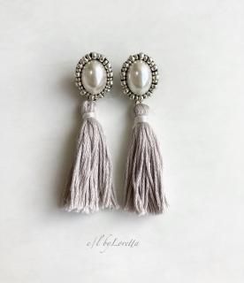 Oval pearl stitch  tassel pierce/earring(GRAIGE)  [cc]