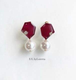 KAKERA pearl pierce/earring (Bordeaux) 