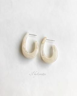 Marble color shizuku hoop pierce(Ivory)