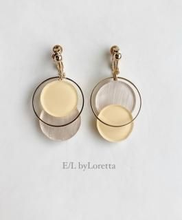 Asymmetry color pallet pierce/earring(YellowPearl White)