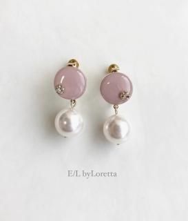 Mini circle color pearl pierce/earring(Pink)