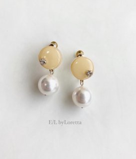Mini circle color pearl pierce/earring(Yellow)