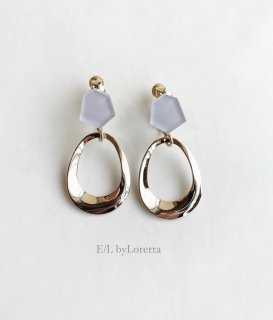 Mini KAKERA oval hoop pierce/earring (Gray) 