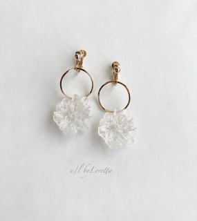 Crystal flower hoop pierce/earring