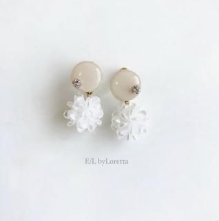 Mini circle shell flower pierce/earring(Ivory) [cc]