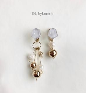 Asymmetry metal ball  øѡ KAKERA pierce/earring (Gray)  [cc]