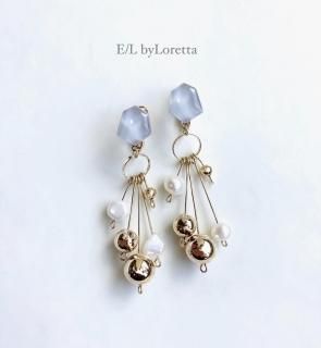 øѡ  metal ball tassel KAKERA pierce/earring (Gray)  [cc]