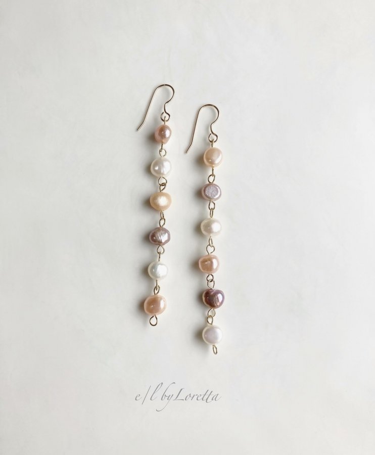 淡水パール multi color long pierce/earring - E/L by Loretta