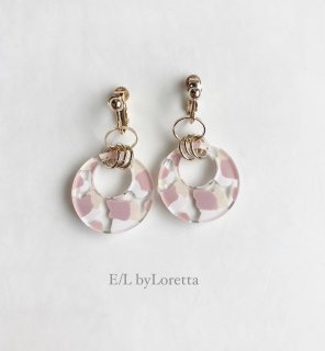 Art mix color w ring pierce/earring(Ivory  Pink) [cc] 