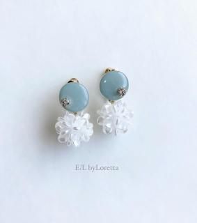 Mini circle shell flower pierce/earring(Mint) [cc]