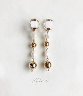 Mini circle øѡ  metal ball long pierce/earring(White) [cc]