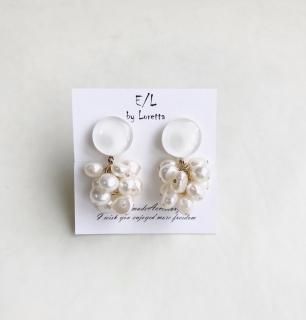 Mini circle øѡ tassel pierce/earring(White) [cc]
