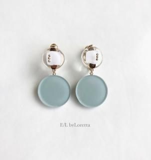 W circle studs pierce/earring(Mint  White) [cc]
