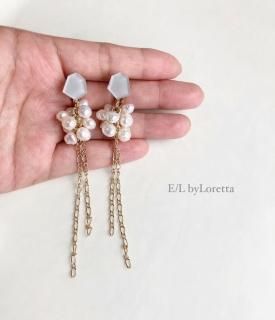 Mini KAKERA øѡ chain tassel pierce/earring(Gray) [cc]