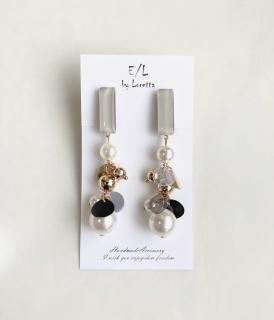 Color stick mix tassel pierce/earring(Beige) [cc]