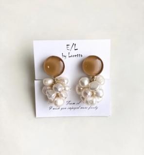 Mini circle øѡ tassel pierce/earring(Mustard) [cc]
