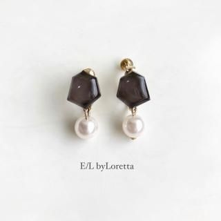 Mini KAKERA pearl pierce/earring (Brown)  [cc]