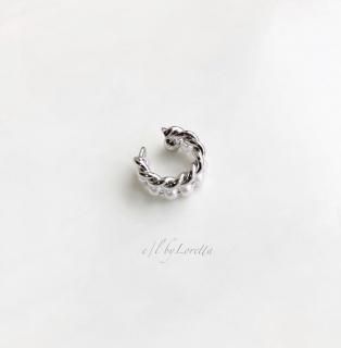 Metal twist  pearl ear cuff(Silver)