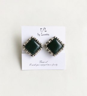 Square stitch pierce/earring(Green) [cc]